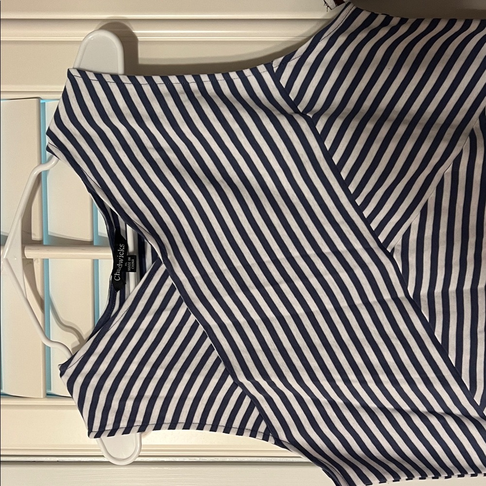 Chadwicks Navy and White Striped Tank Top - Picture 3 of 6